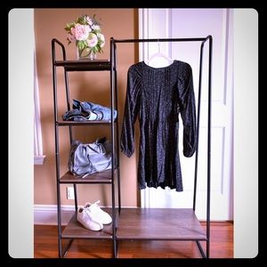 Hinge Black Long Sleeve Peasant Dress, S, NWT